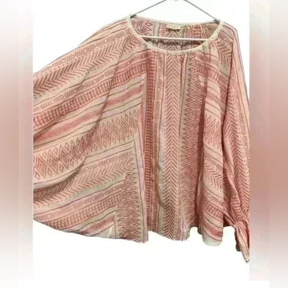 Ramy Brook Pink Patterned Peasant Blouse - Picture 2 of 7